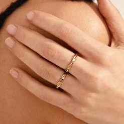 Pilgrim Rita Gold Beaten Double Ring