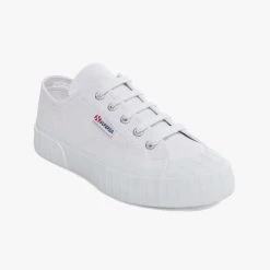 Superga 2630 Stripe White Canvas Sneakers