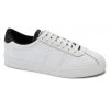 Superga 2843 CLUBS Comfleau White With Black Trim Leather Sneaker