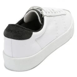 Superga 2843 CLUBS Comfleau White With Black Trim Leather Sneaker