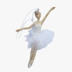 Alison's Acquisitions Ballerina Hanging White Assorted 13cm Christmas Decorations