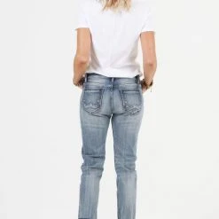 Cult Of Individuality Frankie Alter Ego Blue Boyfriend Light Destructed Denim Jeans Fashion