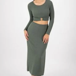 Among The Brave Interstellar Forest Stretch Midi Skirt Fashion