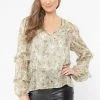 Seeking Lola Fashion Happily Ever After Sage Floral Frill LS Top