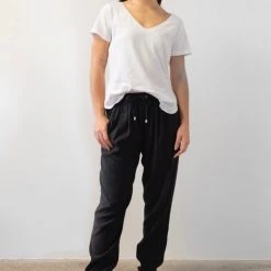 Among The Brave Fast Track Black Elastic Waist Tapered Cupro Jogger Fashion