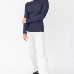 Among The Brave Fashion Phenomenal Navy Marle Rib Knit Tutleneck