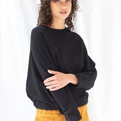 ReCreate Signal Elastic Waist Batwing Black Jumper