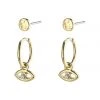 Pilgrim Poesy Two In One Crystal Studs And Third Eye Sleepers Gold Earring Set Accessories