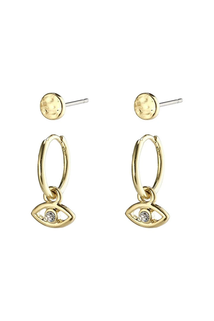 Pilgrim Poesy Two In One Crystal Studs And Third Eye Sleepers Gold Earring Set Accessories 3 Pilgrim Poesy Two In One Crystal Studs And Third Eye Sleepers Gold Earring Set Accessories