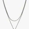 Flo Gives Back 15% To Women In Need Double Chain Heart Rhodium Necklace Accessories