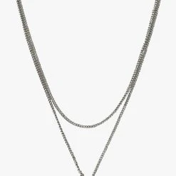 Flo Gives Back 15% To Women In Need Double Chain Heart Rhodium Necklace Accessories