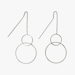 Flo Gives Back 15% To Women In Need Accessories Circle Thread Thru Rhodium Earrings