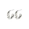 Pilgrim Bathilda Beaten Semi Hoop Silver Earrings Accessories
