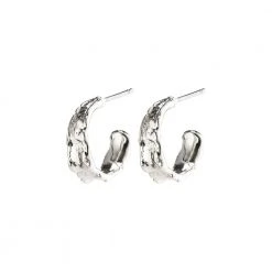 Pilgrim Bathilda Beaten Semi Hoop Silver Earrings Accessories