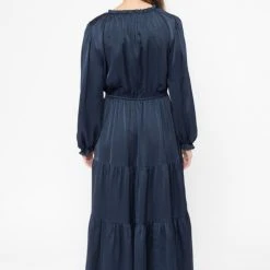 Seeking Lola Magical Navy Satin LS Tiered Maxi Dress 7 Seeking Lola Magical Navy Satin LS Tiered Maxi Dress