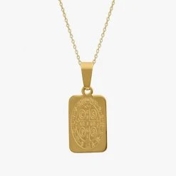 Lindi Kingi Gold Saints Large Rectangle Necklace