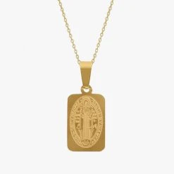 Lindi Kingi Gold Saints Large Rectangle Necklace