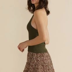 Mink Pink Fashion Maitland Black Halter Strappy Knit Top