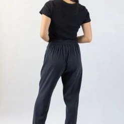 Among The Brave Spirited Black Tie Front Tapered Cupro Pant Fashion