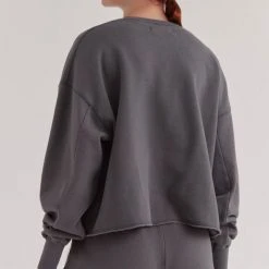 Assembly Label Fashion Jorja Washed Graphite Cropped Sweat