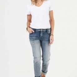 Cult Of Individuality Frankie Alter Ego Blue Boyfriend Light Destructed Denim Jeans Fashion