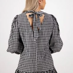 Ivy + Jack Emelia Black Check Mid Sleeve Smock Dress Fashion