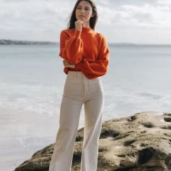 Ivy + Jack Motivation Blood Orange Boxy Balloon Sleeve Knit