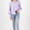 Among The Brave Fashion Hero Lilac Linen Pintuck LS Puff Sleeve Shirt