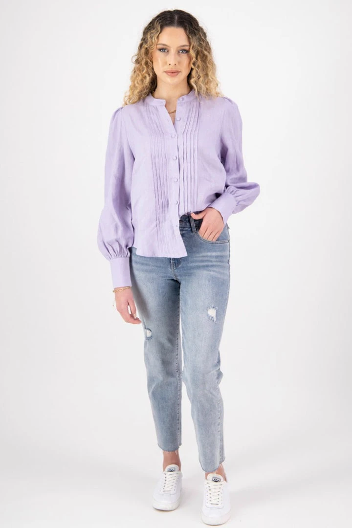 Among The Brave Fashion Hero Lilac Linen Pintuck LS Puff Sleeve Shirt 3 Among The Brave Fashion Hero Lilac Linen Pintuck LS Puff Sleeve Shirt