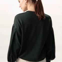 Among The Brave Taryn Deep Teal Slouchy Balloon Sleeve Tie Hem Knit Fashion