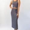 Among The Brave Interstellar Silver Shimmer High Split Midi Skirt