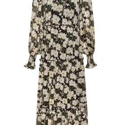 Ivy + Jack Jessie Ivory Gardenia LS Tiered Midi Dress