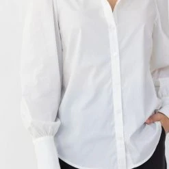 Among The Brave Fashion Champion White Cotton LS Puff Sleeve Shirt