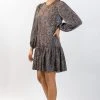 Ivy + Jack Fashion Emelia Brown Leopard Mid Sleeve Smock Dress
