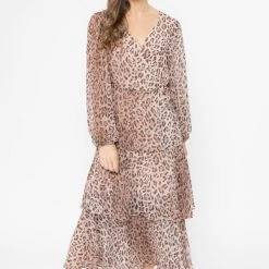 Seeking Lola Paradise Rust Leopard LS Wrap Dress Fashion