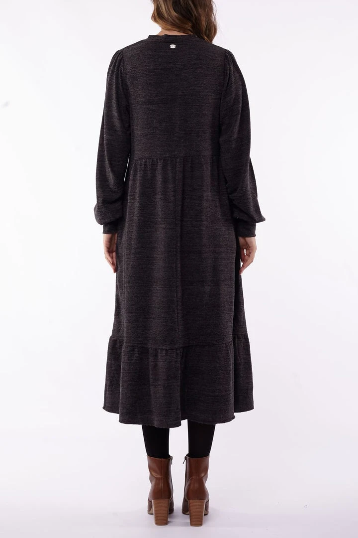 Foxwood Fashion Kensington Balloon LS Tiered Charcoal Marle Midi Dress 5 Foxwood Fashion Kensington Balloon LS Tiered Charcoal Marle Midi Dress