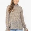Seeking Lola Fashion Walk This Way Caramel Floral LS Shirred Top