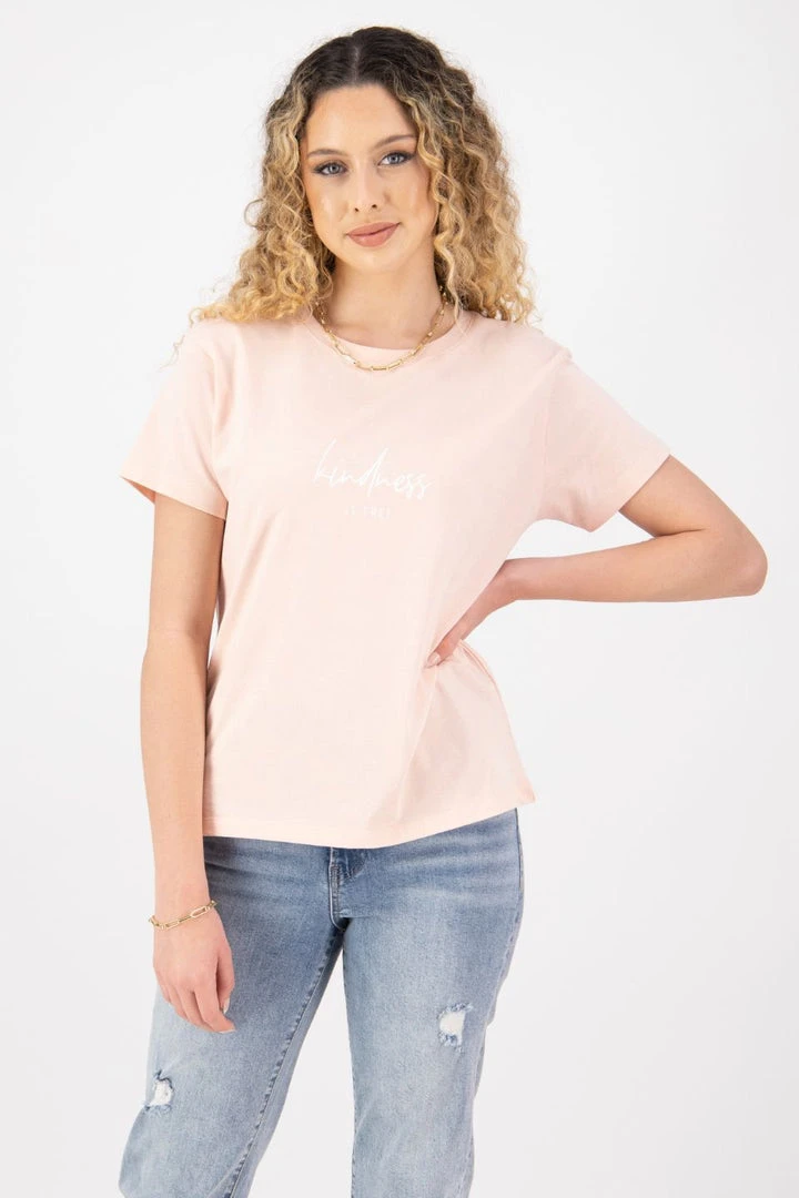 Humble + Heart Kindness Is Free Blush Organic Cotton Tee 4 Humble + Heart Kindness Is Free Blush Organic Cotton Tee