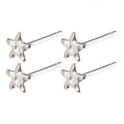 Pilgrim Regina Mini Star Stud Silver Earrings Two Pack Accessories