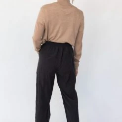 Among The Brave Fashion New Warrior Black Relaxed Drapey Drawstring Stretch Cuff Pant