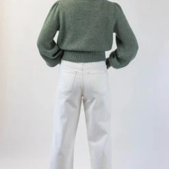 Among The Brave Spirited Soft Khaki Mohair Blend Balloon Sleeve Cropped Cardigan Fashion