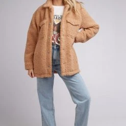 Flo & Frankie Sales Store 9 All About Eve Gemma Tan Teddy Shacket Fashion