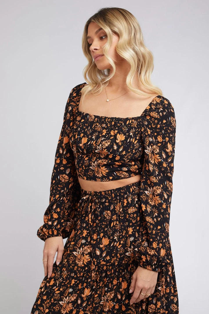 All About Eve Cleo Black Rust Floral Crop Top Fashion 5 All About Eve Cleo Black Rust Floral Crop Top Fashion