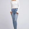All About Eve Brinkley LS White Rib Crop Tee