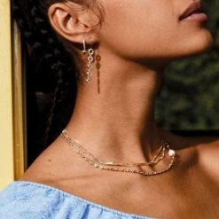 Pilgrim Tessa Preciosa Crystals On Linked Hanging Small Gold Circles Hook Earrings