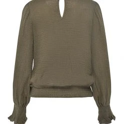 Ivy + Jack Grace Khaki Cotton LS Top Fashion