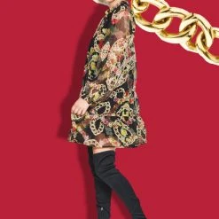 Coop Fashion Shir Majesty Chain Black Print LS Mini Dress