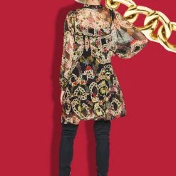 Coop Fashion Shir Majesty Chain Black Print LS Mini Dress