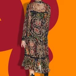 Coop State Of Lace Neck Black LS Midi Moonflower Dress 9 Coop State Of Lace Neck Black LS Midi Moonflower Dress