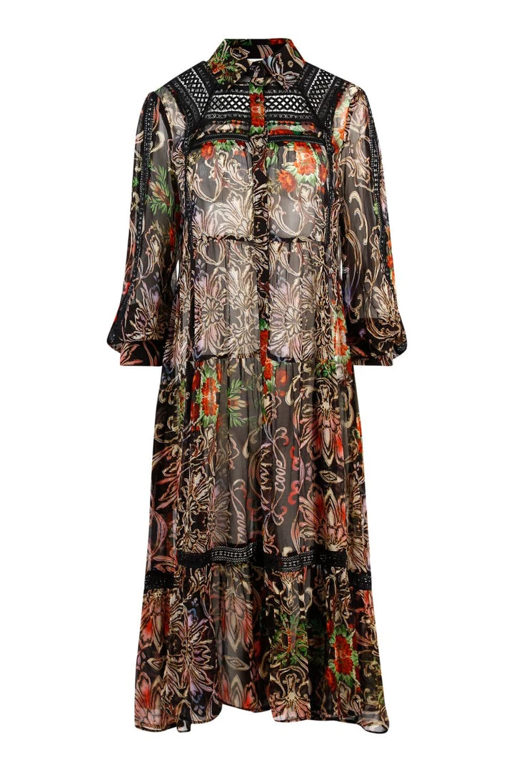 Coop State Of Lace Neck Black LS Midi Moonflower Dress 3 Coop State Of Lace Neck Black LS Midi Moonflower Dress